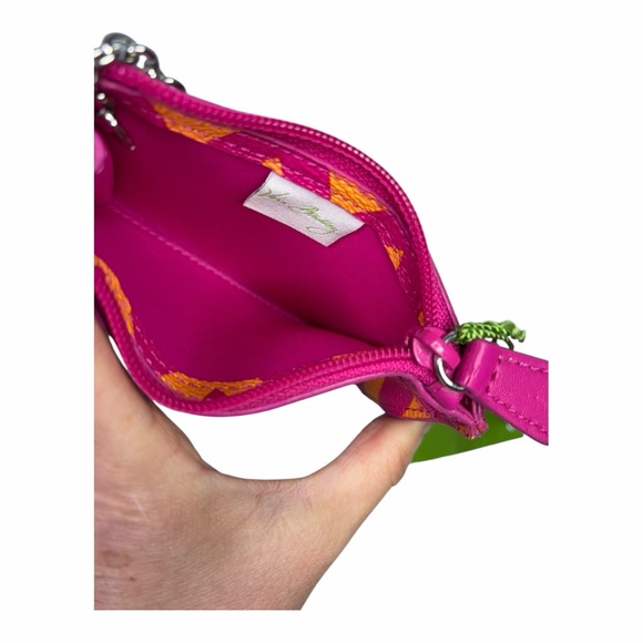 Vera Bradley Pink and Orange Ziggy Zags Chevron Card Holder Keychain Wallet - Picture 4 of 4